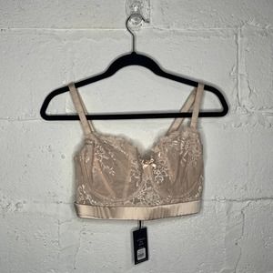 Attollo Women's Emelie Champagne Lace Wide Band Brassiere  Size 34F